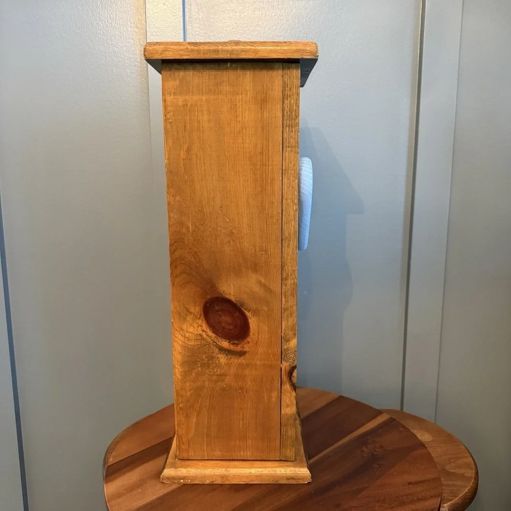 Vintage Wooden Bath Tissue Holder Storage Cabinet Heart Tower Farm Cottagecore